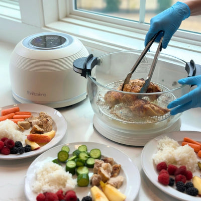 Use heat-safe gloves to remove food after cooking