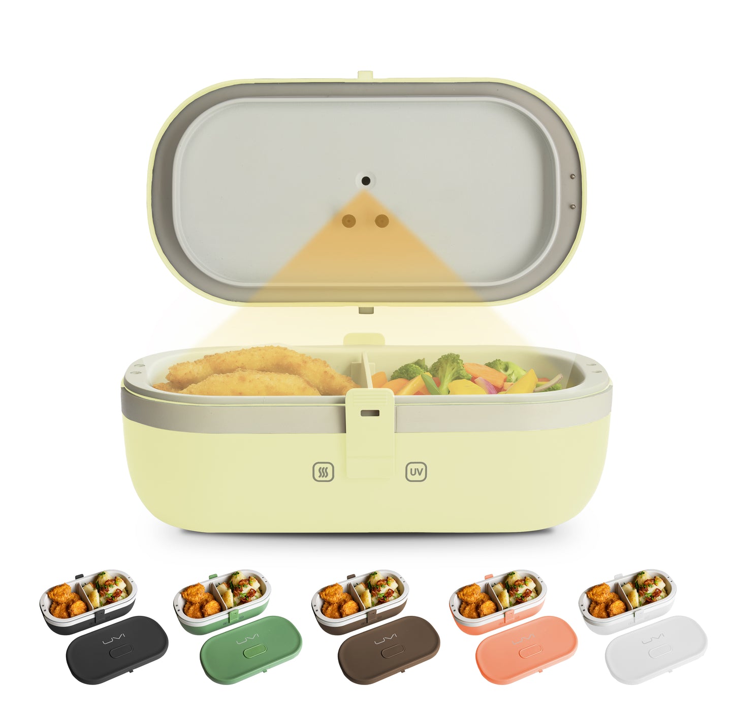 Self-Heating Lunch Box With USB-C Cord and UV LIGHT SANITIZER