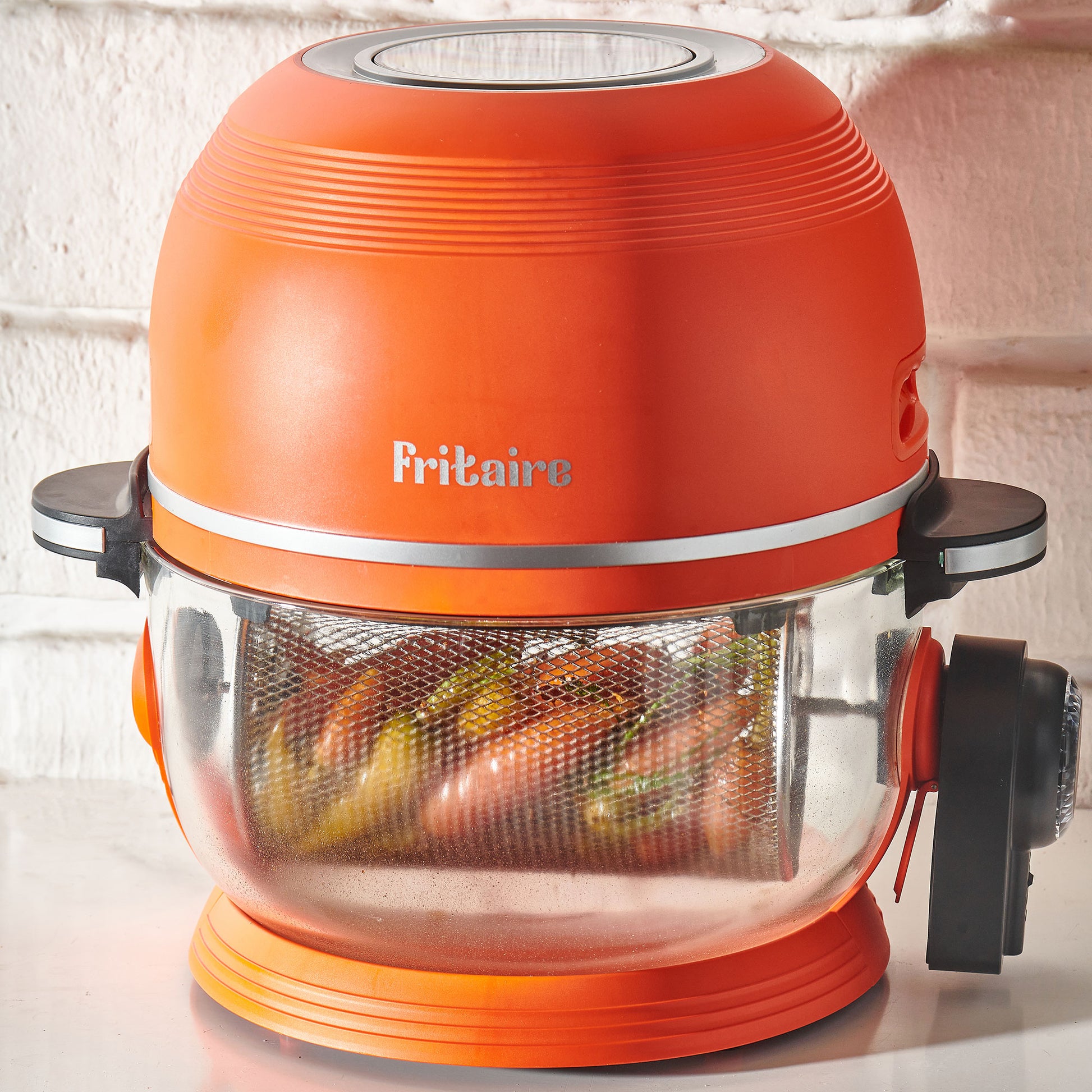 Fritaire Self-Cleaning Glass Bowl Air Fryer, 5-Qt, Orange
