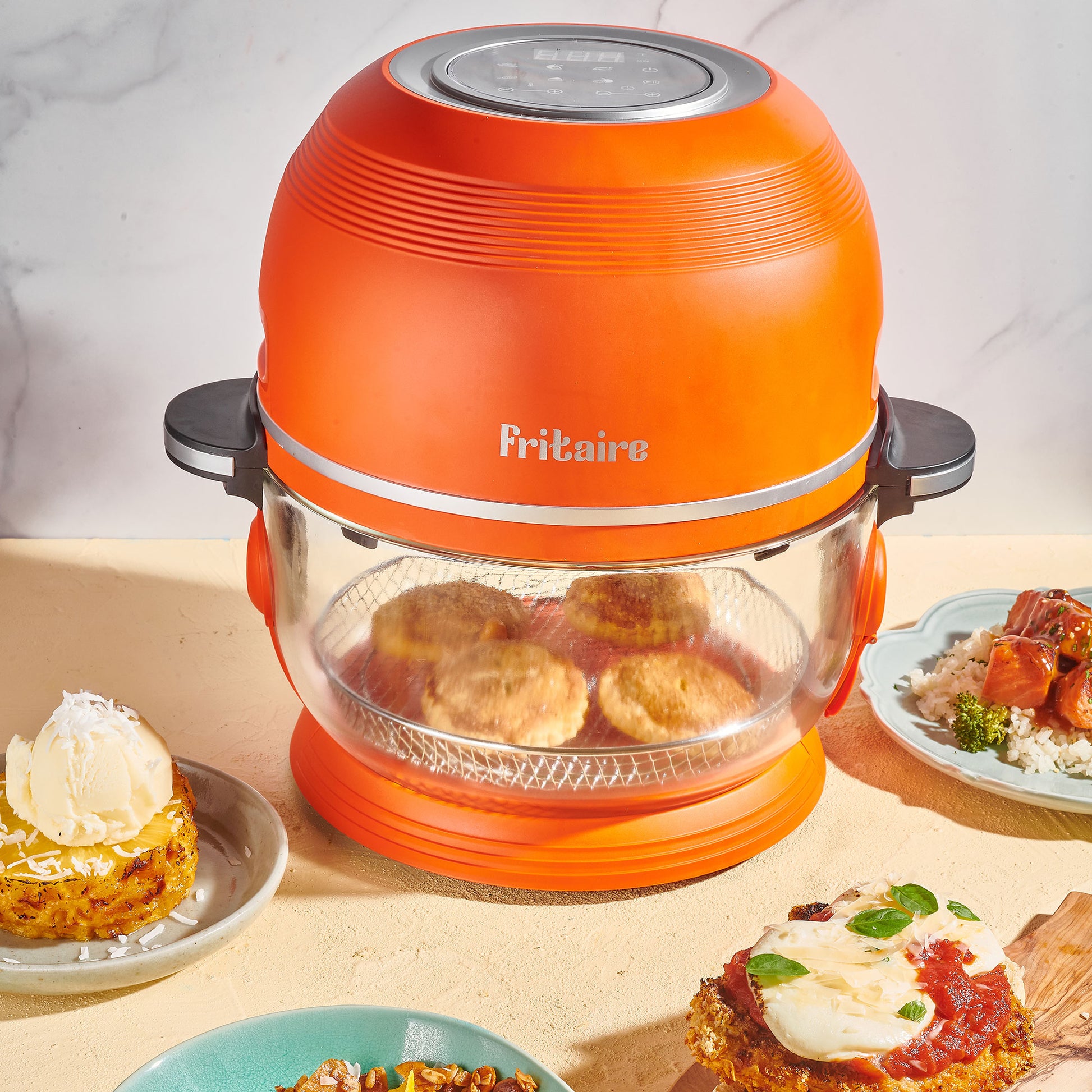 Fritaire BPA Free and Self-Cleaning Glass Bowl Air Fryer - Orange