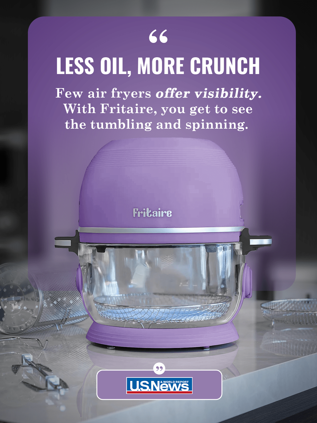 Fritaire - Air fryer. Friteuse à air en verre autonettoyante d'une capacité de 4,8 L avec système de chauffage par convection Vortex Whirlwind (Noir) F Fritaire - Air fryer. Friteuse à air en verre autonettoyante d'une capacité de 4,8 L avec système de chauffage par convection Vortex Whirlwind (Noir) F
